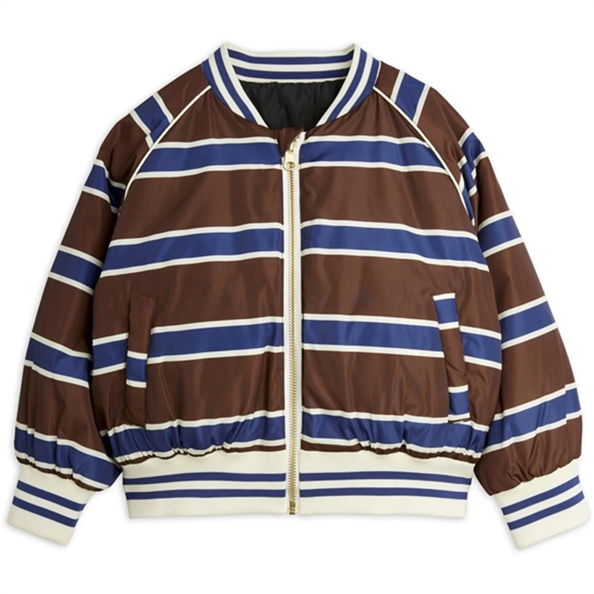 Mini Rodini Stripe Reversible Baseball Jacket Multi snap-up middle aged people