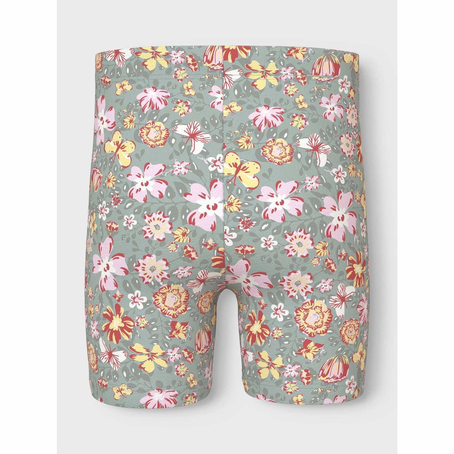 Name It Aqua Gray Yellow Flower Vayo Short Leggings Chafe Free Edging Geometric Pattern