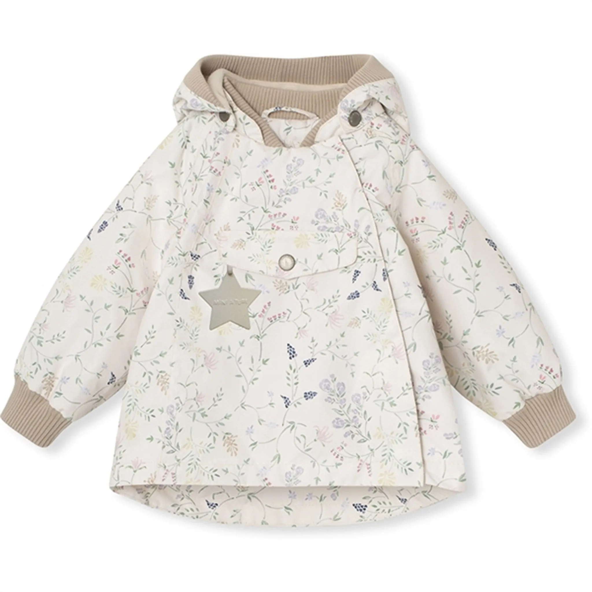 MINI A TURE WAI Spring Jacket w/Fleece Lining Printed Print Ancient Flowers Trendy Jacket Design Patched