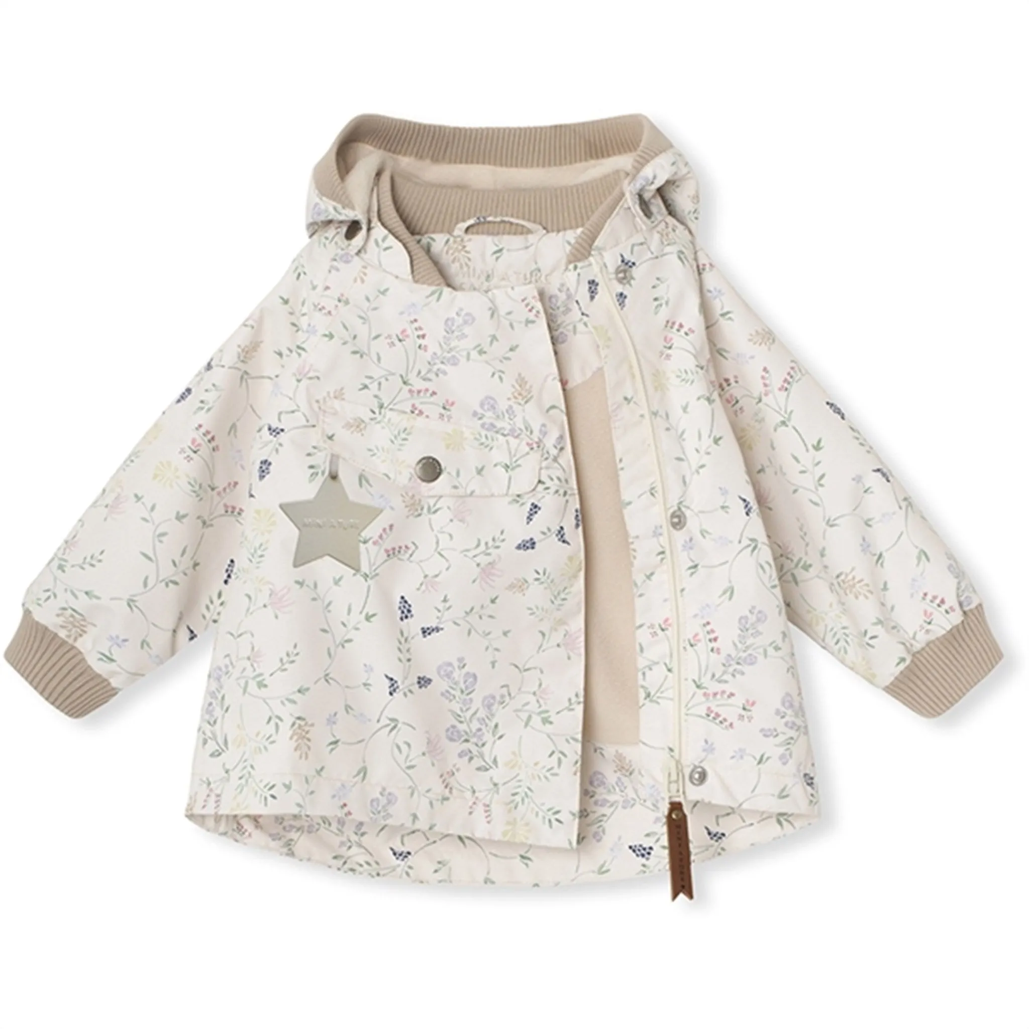 MINI A TURE WAI Spring Jacket w/Fleece Lining Printed Print Ancient Flowers Protective Style Socks