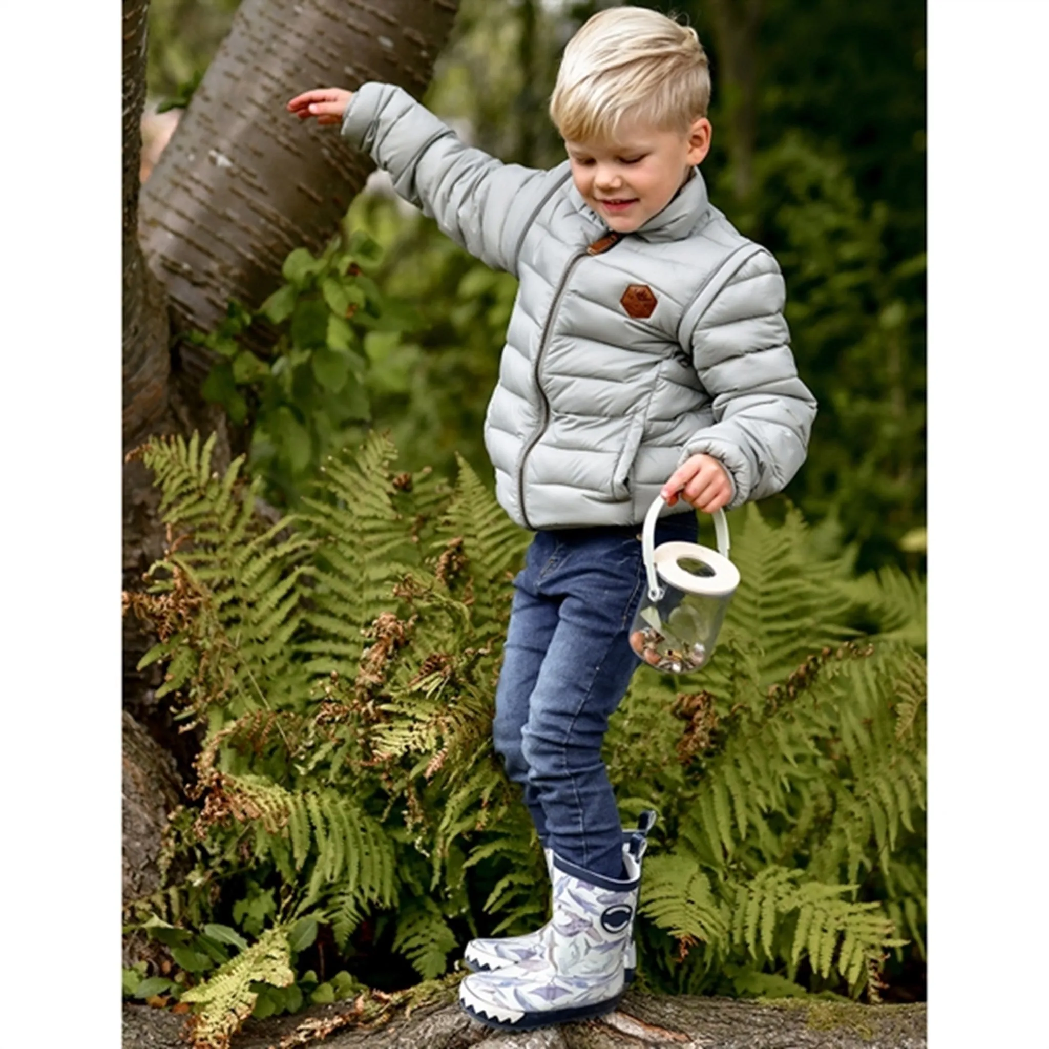 Mikk-Line Nylon puffer 2i1 Jacket Neutral Gray Front-Pocket retro-style