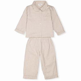 Warm Evenings Lalaby Beige Gingham Classic Pyjamas