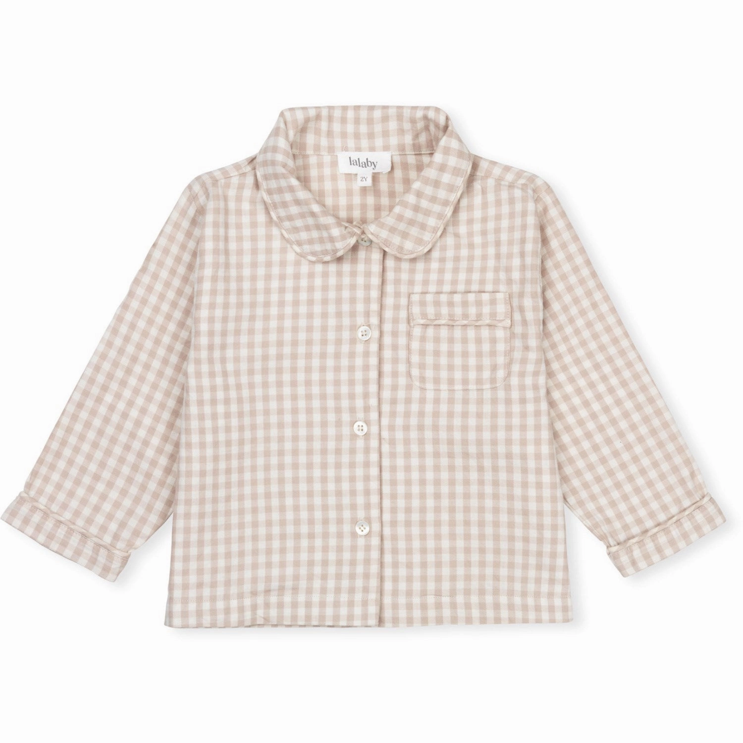 Lightweight Thermal Regulating Lalaby Beige Gingham Classic Pyjamas