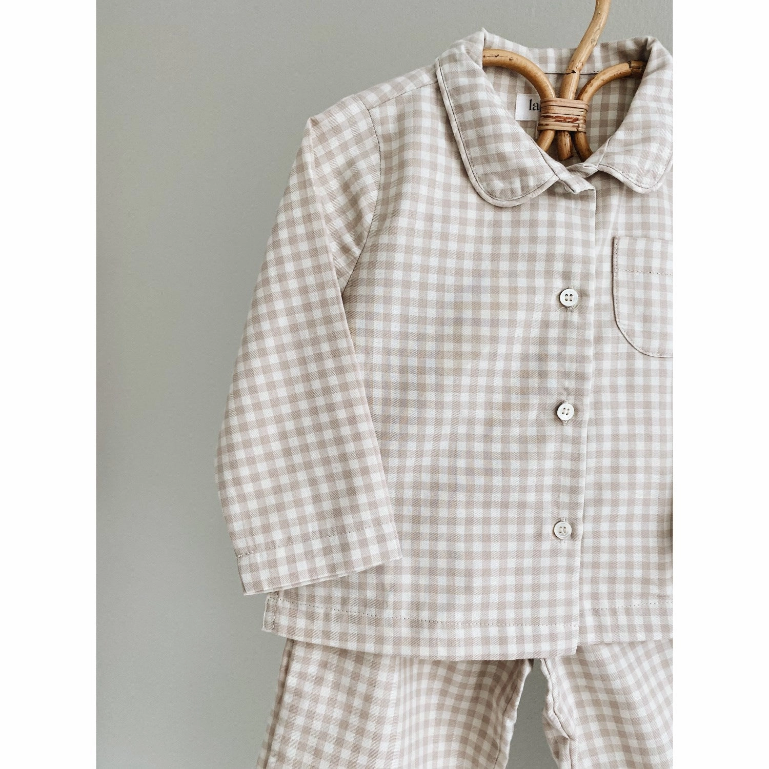 Lalaby Beige Gingham Classic Pyjamas Everyday Ready