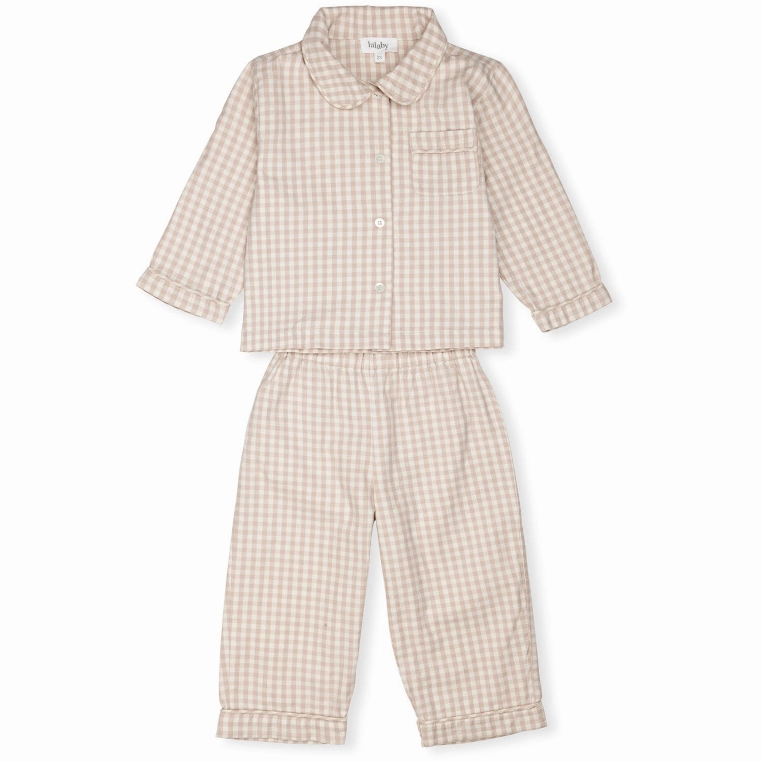 Warm Evenings Lalaby Beige Gingham Classic Pyjamas