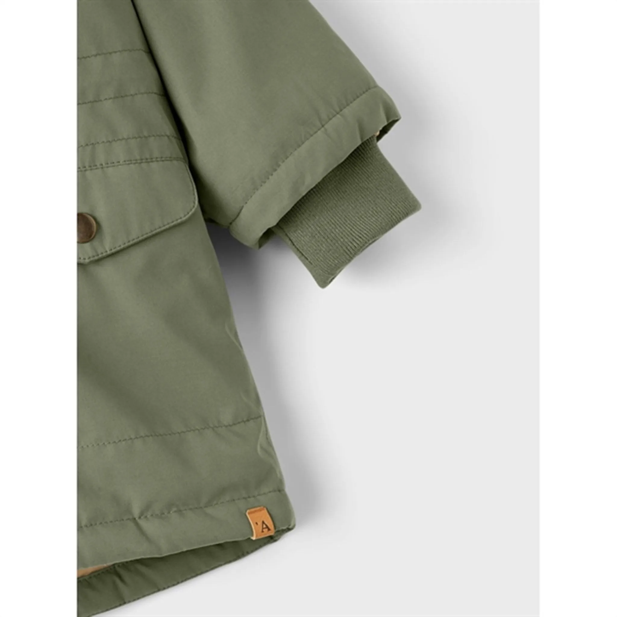 Reinforced Stitching Lil'Atelier Oil Green Golan Padded Jacket