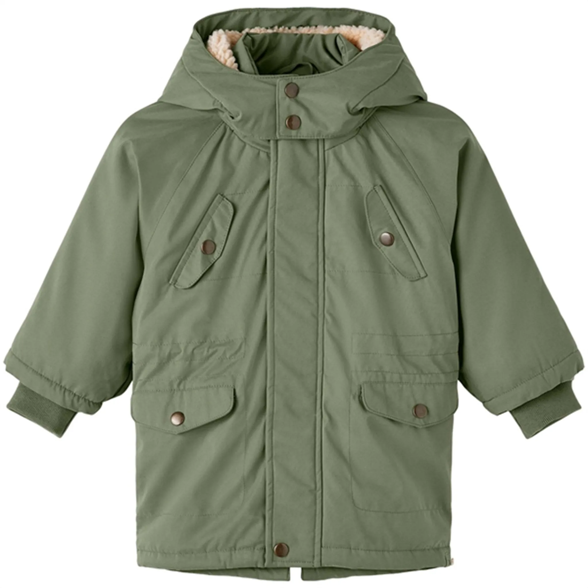 Lil'Atelier Oil Green Golan Padded Jacket Hooded style Range