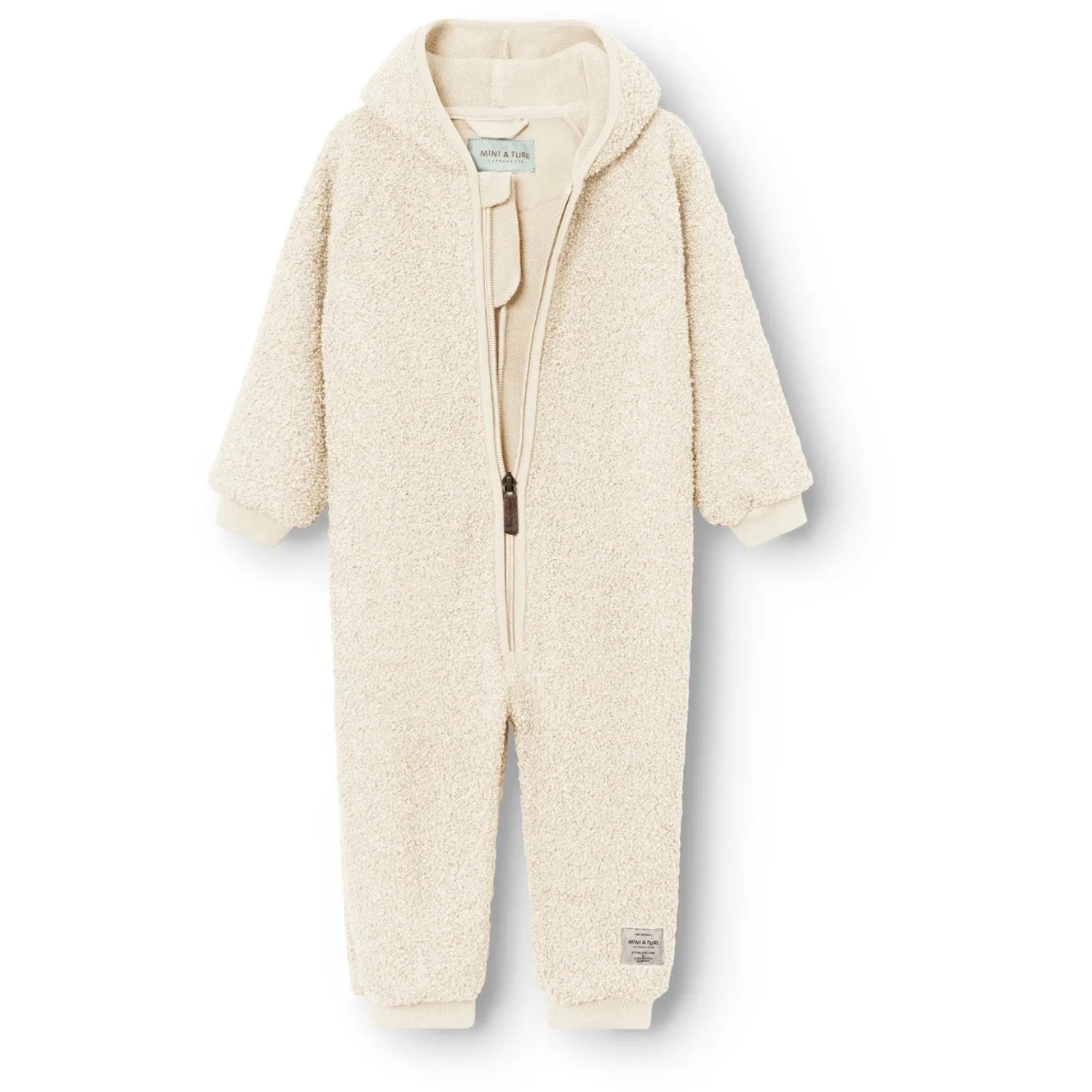 Mini A ture Angora Cream Matadel Teddyfleece Jumpsuit. GRS Raglan-Sleeve Trendy button-down