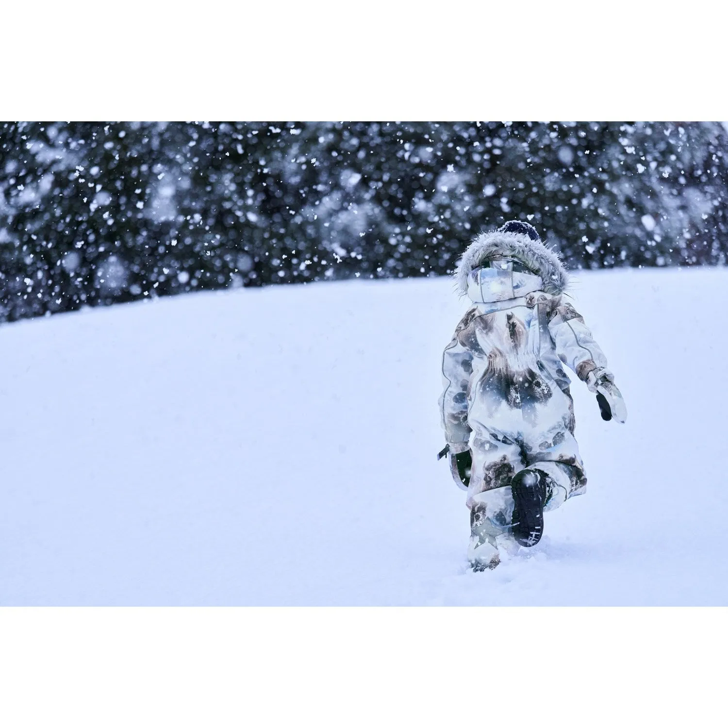 Molo Bison Polaris Fur Junior Snowsuit Linen-Blend monochrome