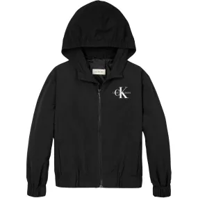 Temperature Adaptive Fabric Plus Size Calvin Klein Ck Black Essential Monologo Windbreaker Jacket