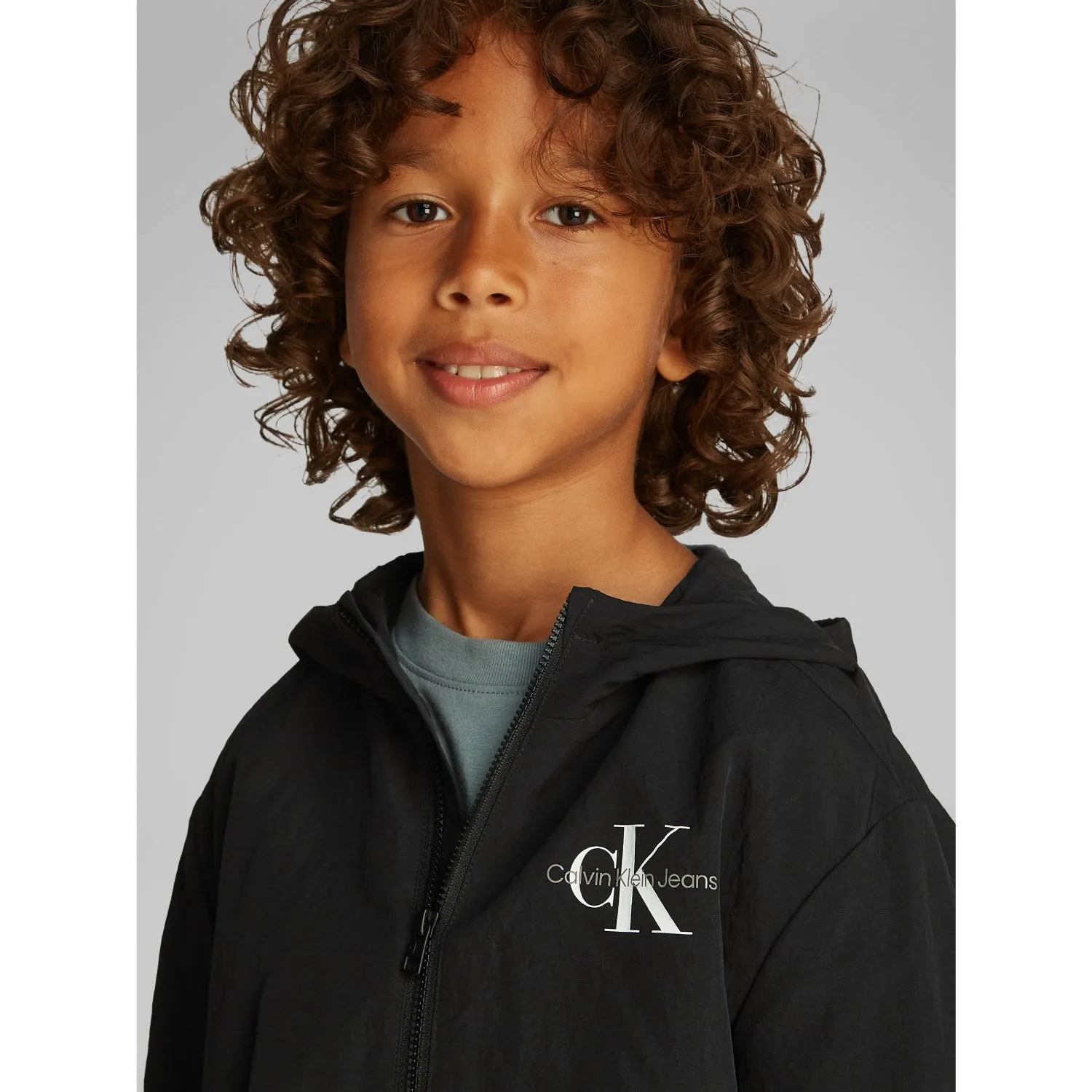 Casual Outdoor Layer Calvin Klein Ck Black Essential Monologo Windbreaker Jacket