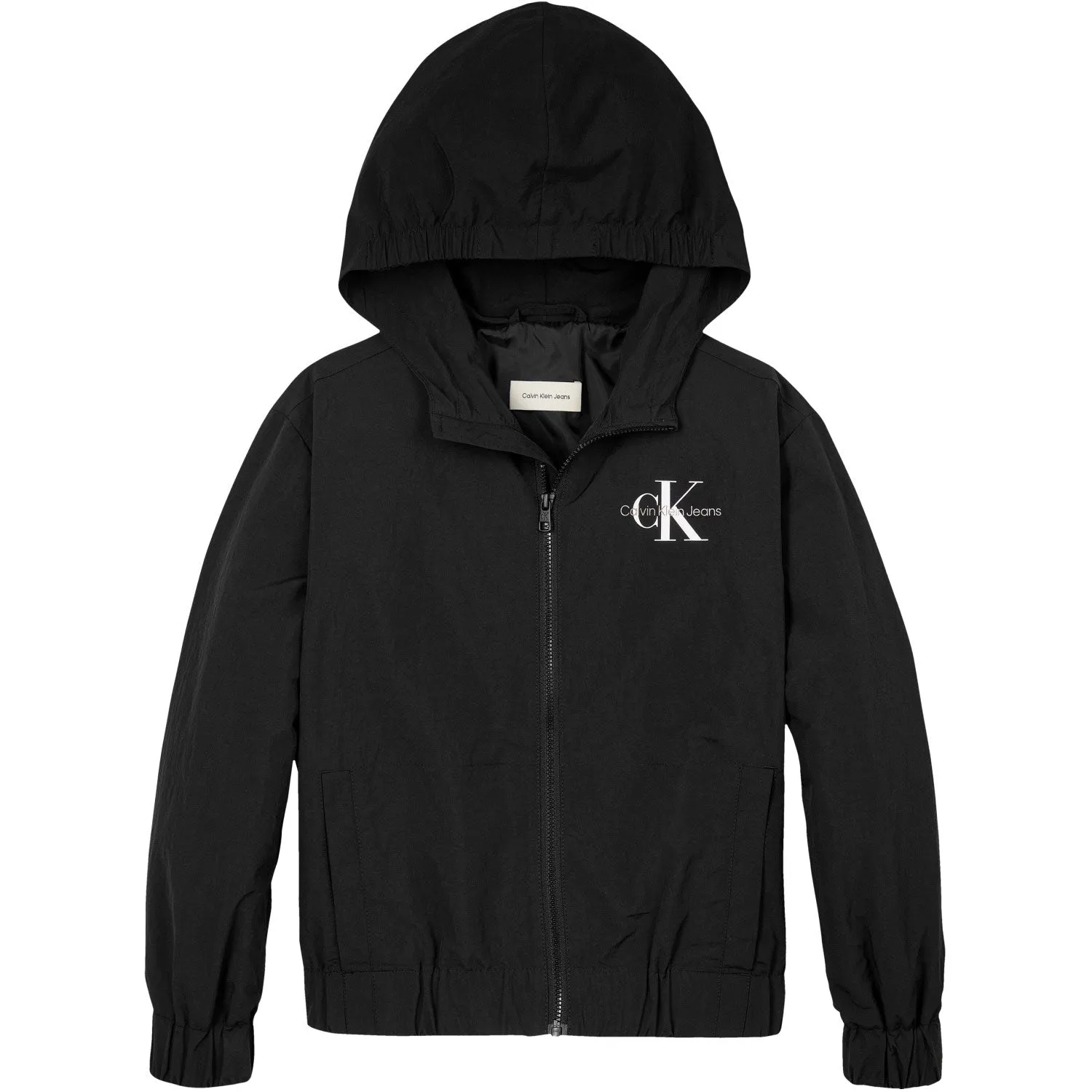 Temperature Adaptive Fabric Plus Size Calvin Klein Ck Black Essential Monologo Windbreaker Jacket