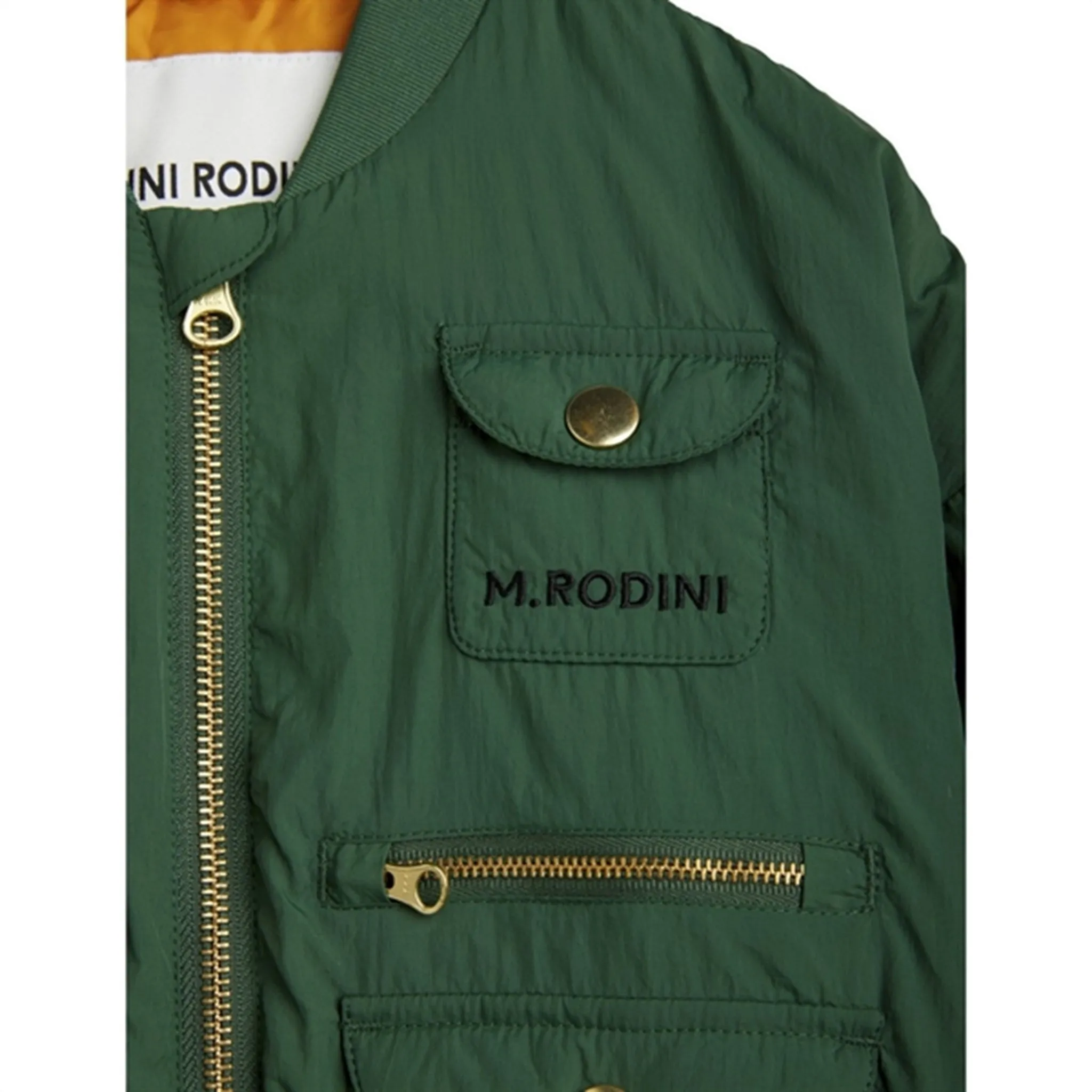 Taped Zipper Closures Mini Rodini Nylon Baseball Jacket Green