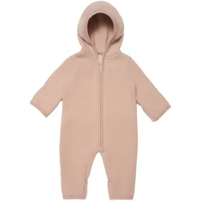 Scalloped-Edge Half-Placket Huttelihut Pram Suit Cotton Fleece Momo Cot Cleece Dusty Rose