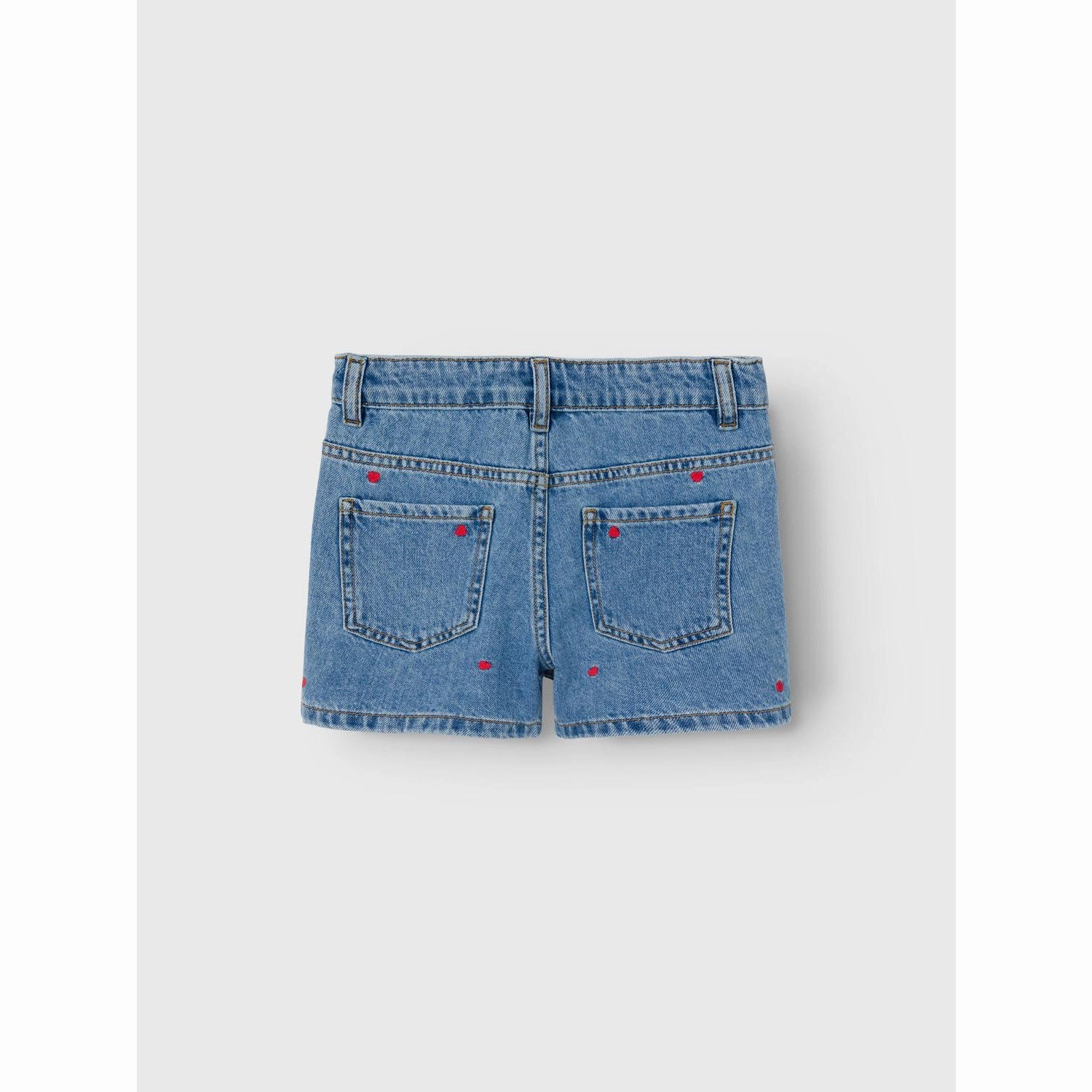 Moisture Controlled Lining Name It Medium Blue Denim Heart Embroidery Bella Regular Denim Shorts Noos