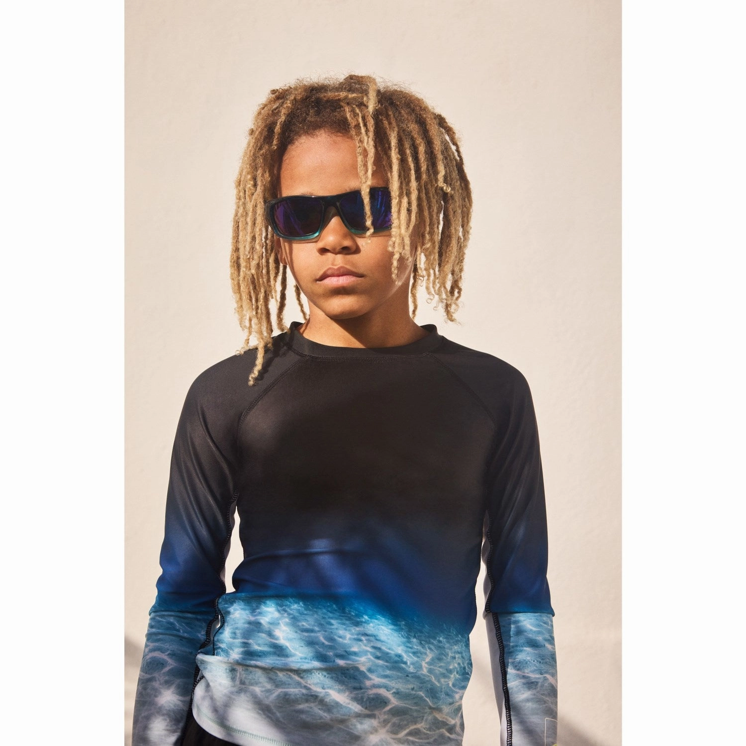 Wide Band Waist Molo Faded Ocean Neptune LS Swim Top