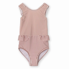 MINI A TURE Gelika Printed UV50 Swim Suit Acorn Brown Stripes Anti Pilling Surface