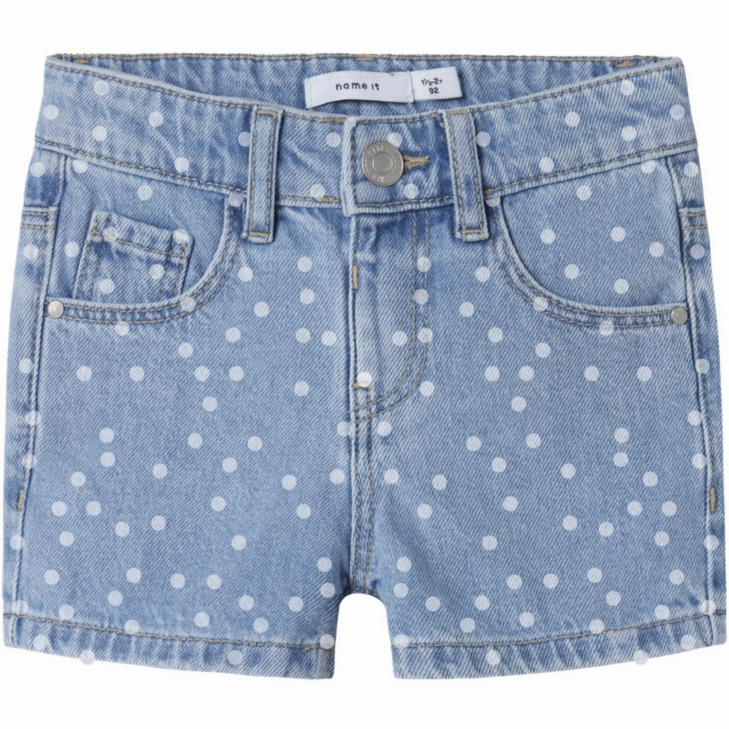 Name It Light Blue Denim Dots Rose Regular Denim Shorts Versatile Styling Water Repellent Coating