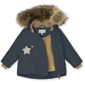 Weekend Vibe cold - weather essential MINI A TURE Wang Fleece Fur Winter Jacket Blue Nights