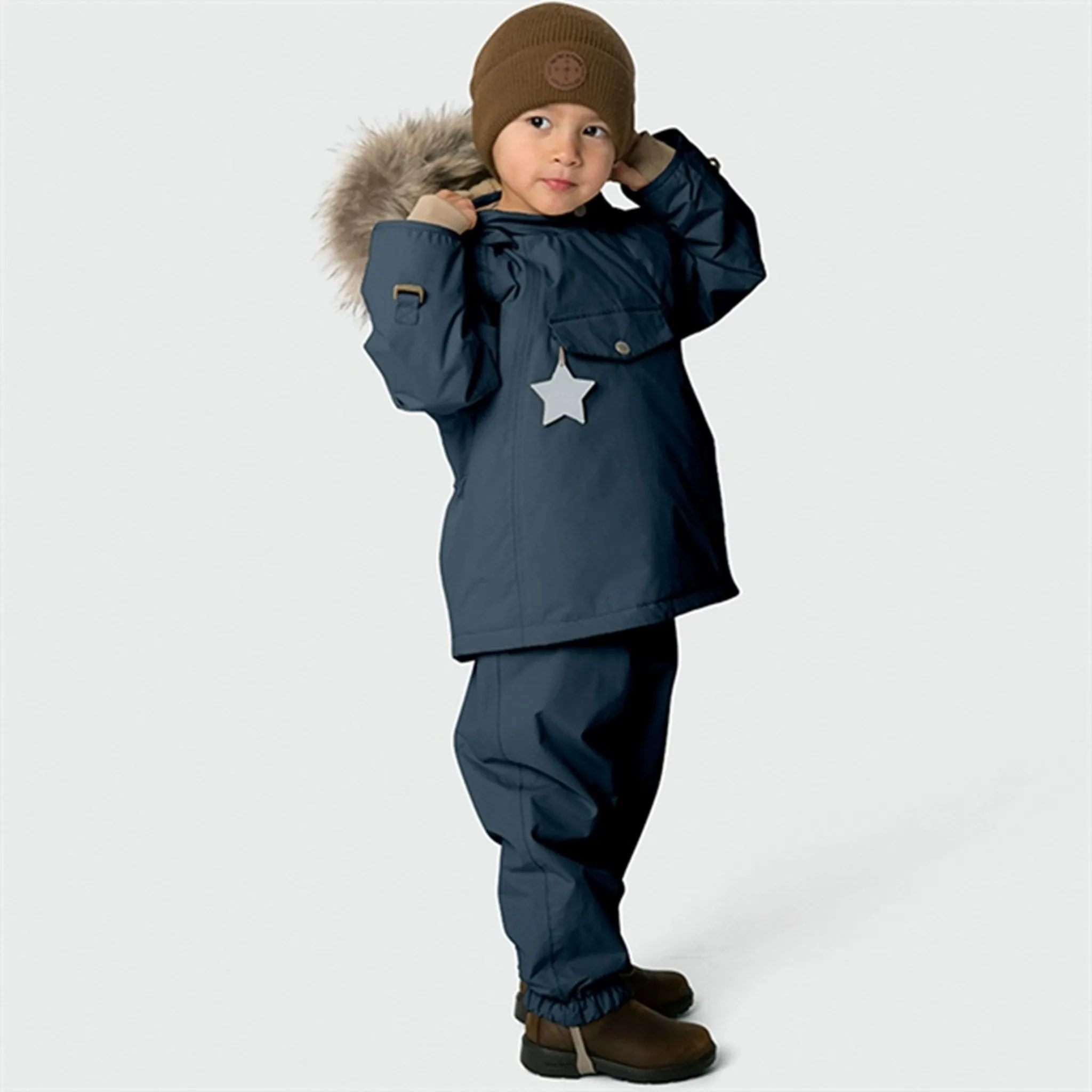 Allow Determination MINI A TURE Wang Fleece Fur Winter Jacket Blue Nights