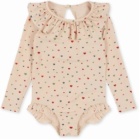 Long-Lasting Wear Konges Sl?jd Multi Hearts Manuca Frill Swimsuit