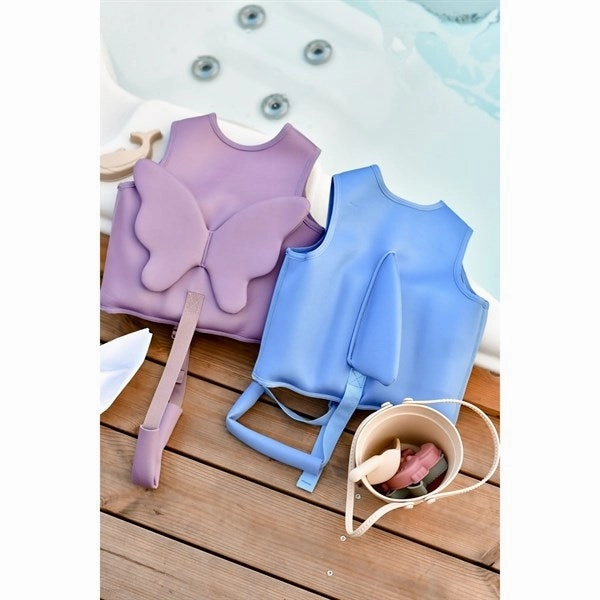 Built In Shorts Earthy-Tone Mikk-Line Swim Vest Solid Faded Denim