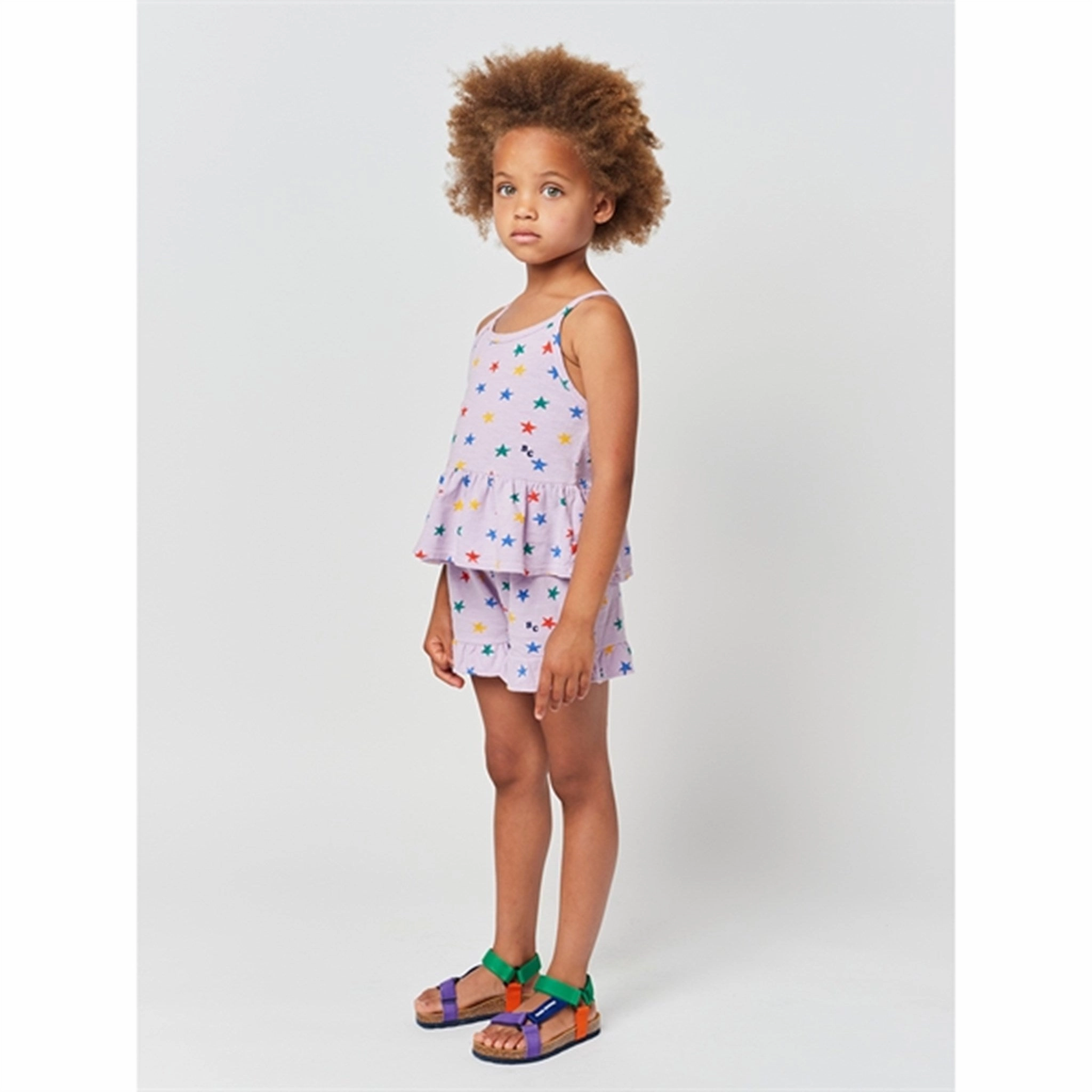 Bacterial Growth Prevention Bobo Choses Lavender Multicolor Stars All Over Ruffle Shorts