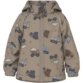 Name It Silver Mink Truck Nmmalfa08 Softshell Jacket Aop 1Fo Graphic Design Flexible Hood