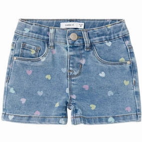 Quick Drying Name it Medium Blue Denim Hearts Salli Slim Denim Shorts Noos