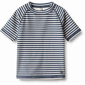Antibacterial Treatment Wheat Indigo Stripe Swim T-shirt Jackie