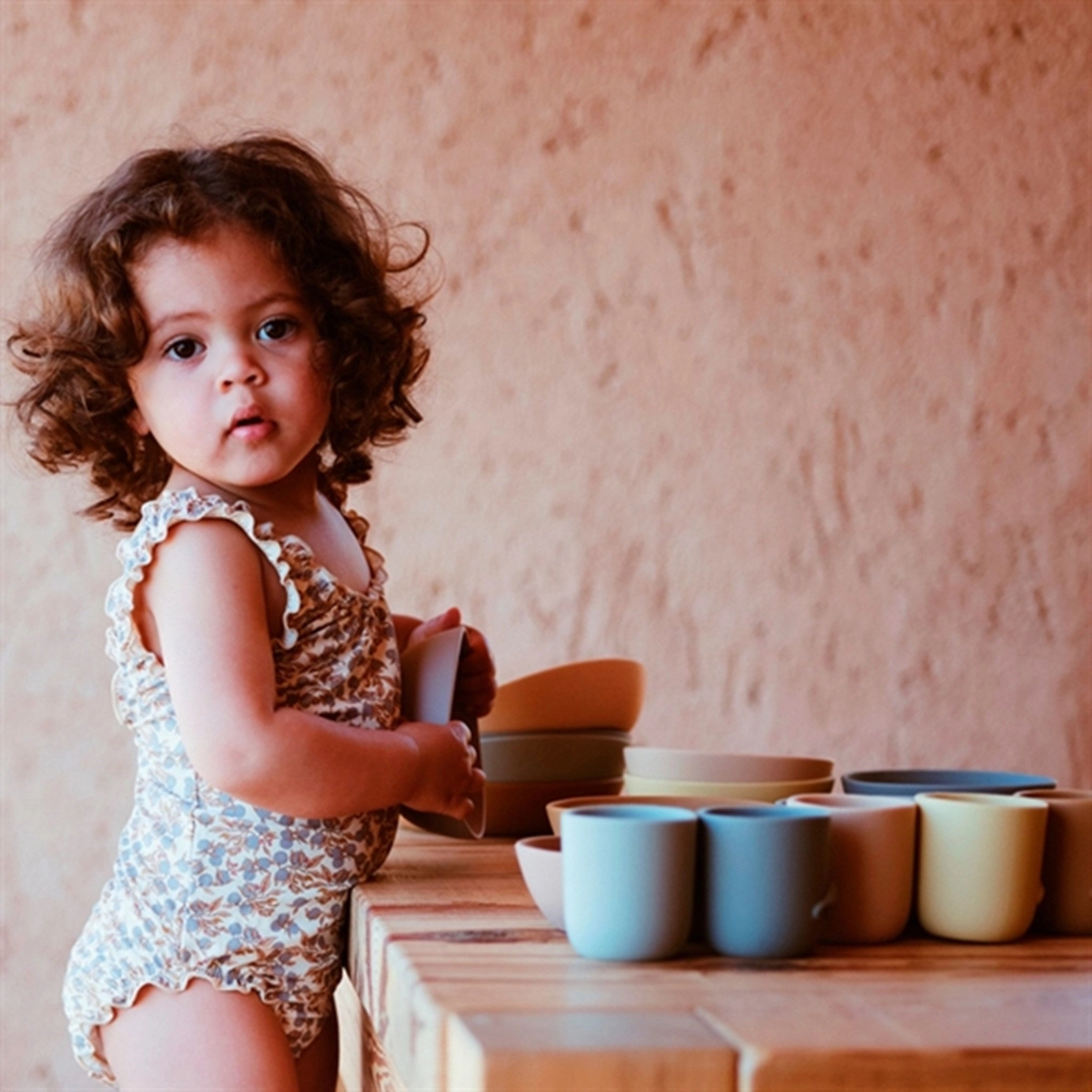 Konges Sl?jd Orangery Blue Collette Swimsuit Eco Friendly Layered construction