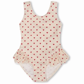 Compression Support Zones Stretch Free Waistband That's Mine Lots Of Love Red Safina Swimsuit