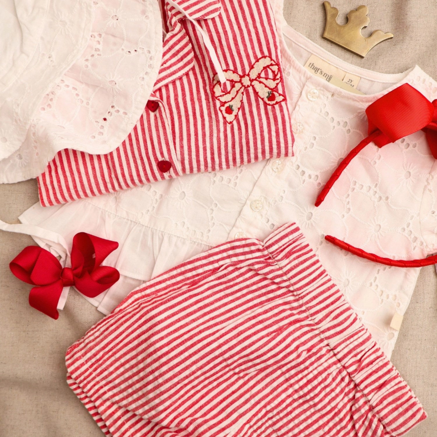 personalized option SoftInnerLining That's Mine Red Stripe Isa Shorts