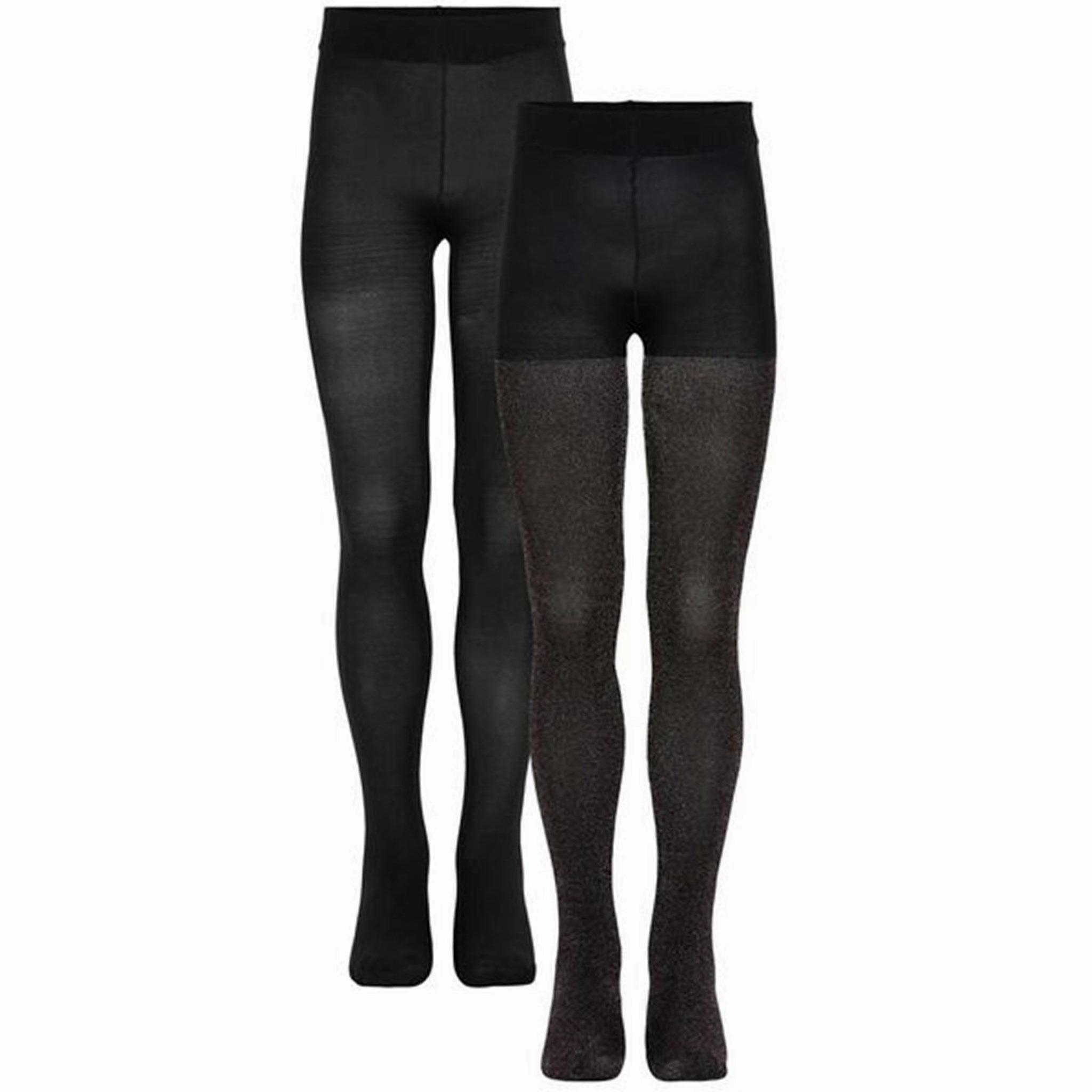 The New 2-pak Tights Black Glitter/Solid Zip-front-design-attribute Movement Stretch