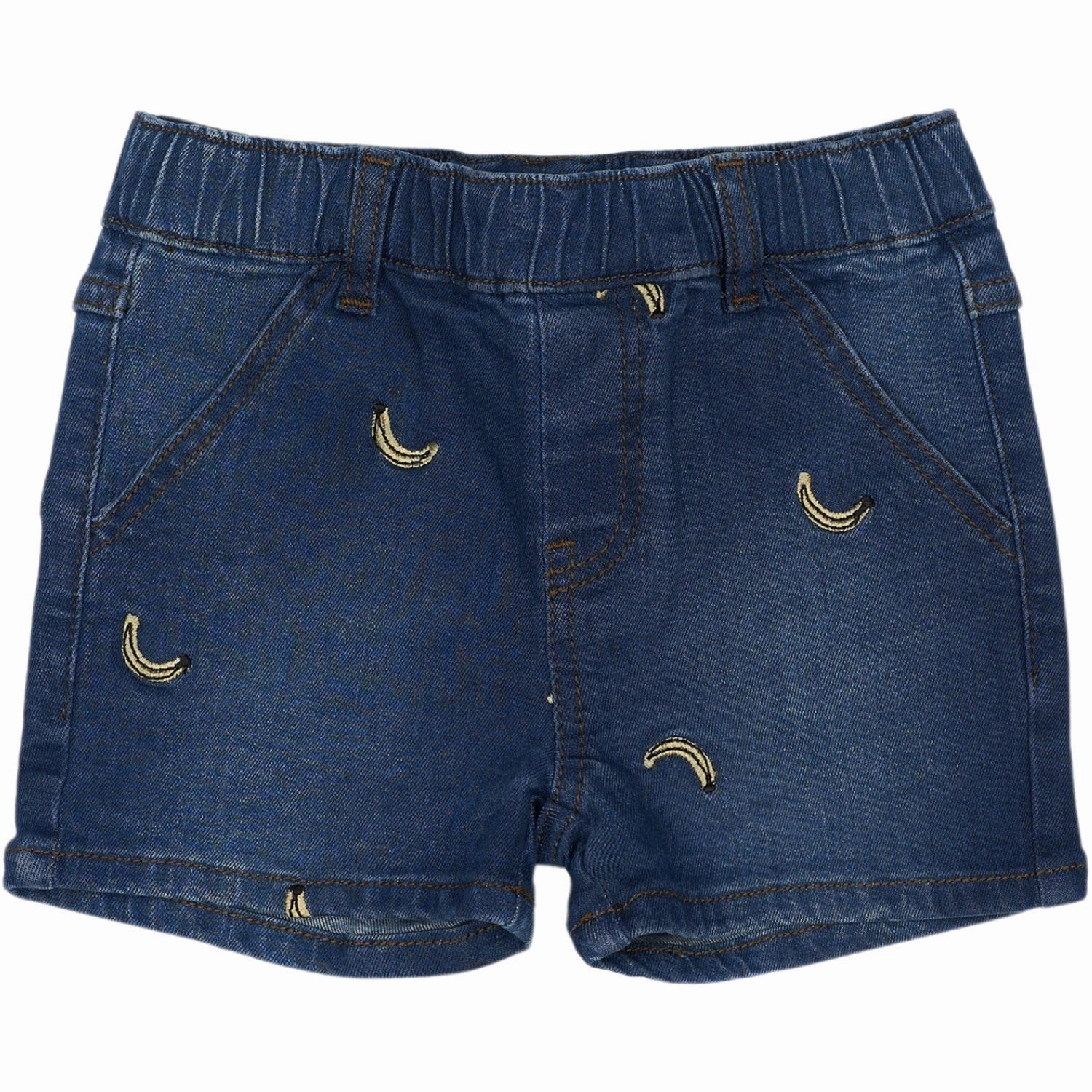 colorful dungarees THE NEW Siblings Medium Blue Denim Embroidery Otis Denim Shorts