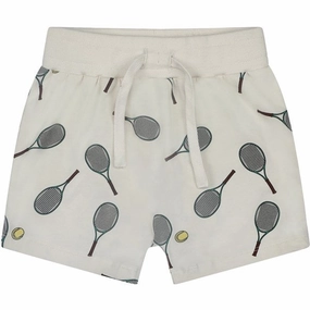 Colorfast Treatment Effortless Wear THE NEW Siblings White Swan Tennis AOP Karlo Shorts