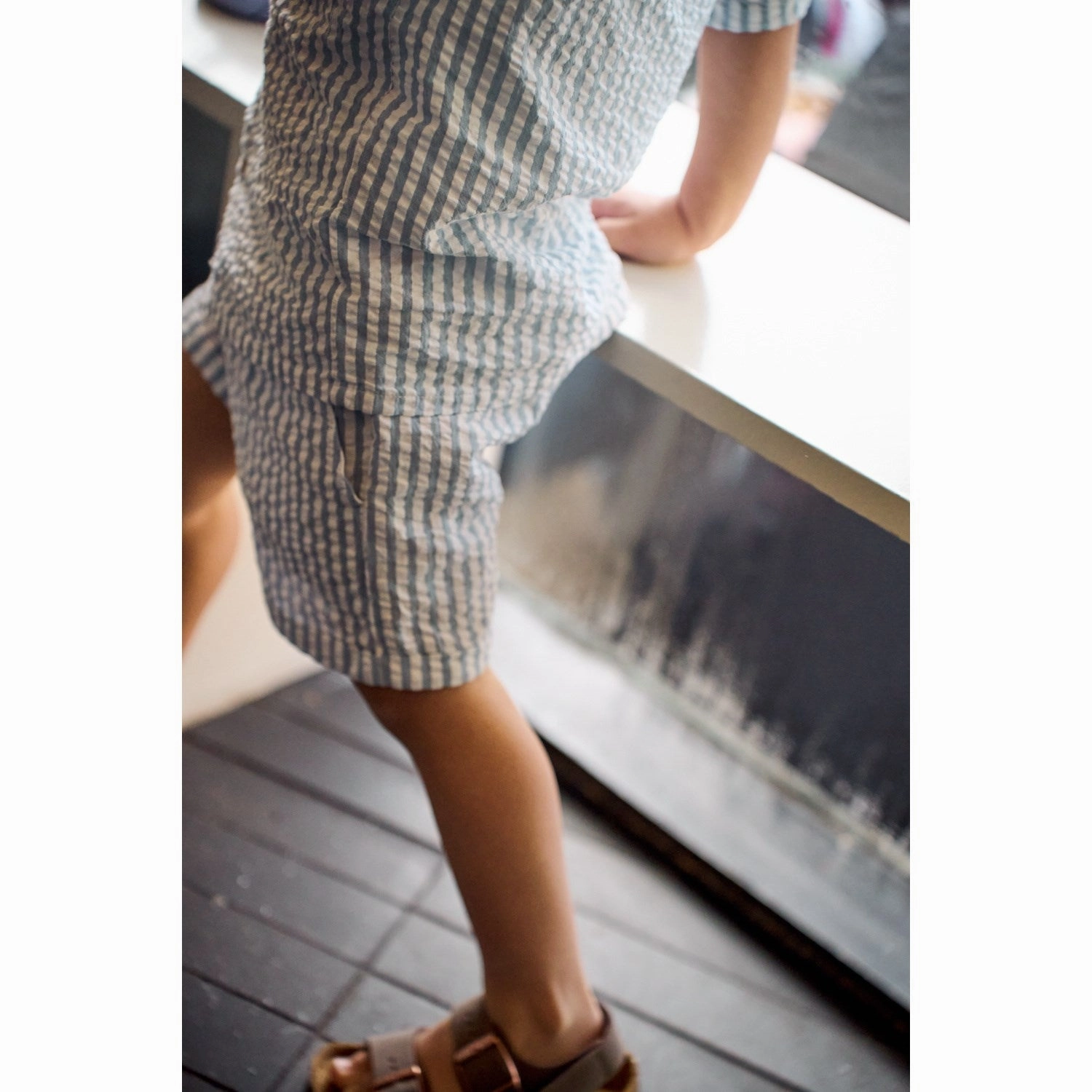 THE NEW Siblings X Luksusbaby Blue Fog Striped Ojo Shorts Snowboarding Gear stretchy fabric