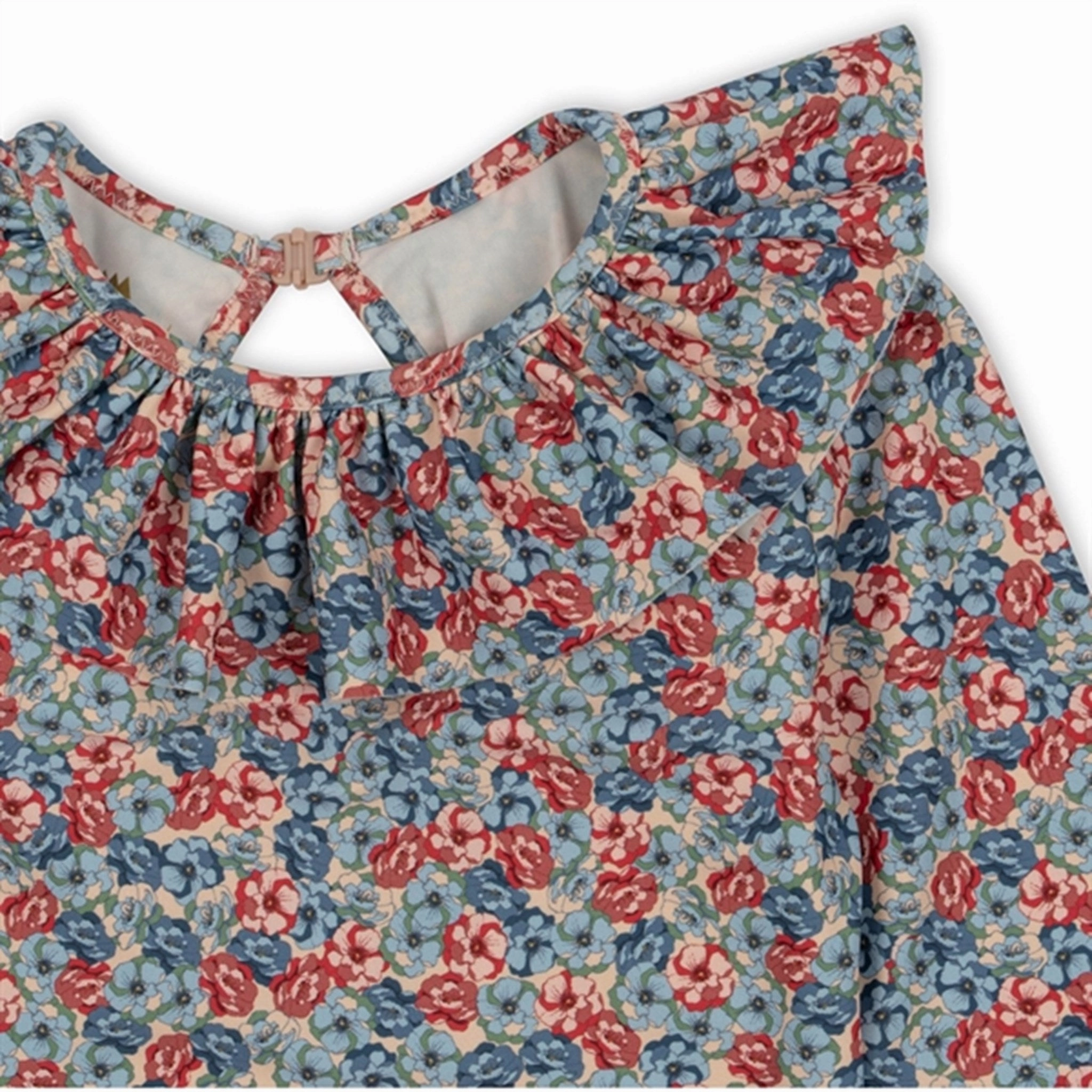 Konges Sl?jd Manuca Ls Frill Swim Suit Rosie Blue Secure Fit Design Ocean Life