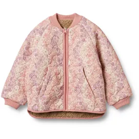 Wheat Lilac Flower Rainbow Reversible Thermo Jacket Lake Wardrobe-Staple Point-Collar