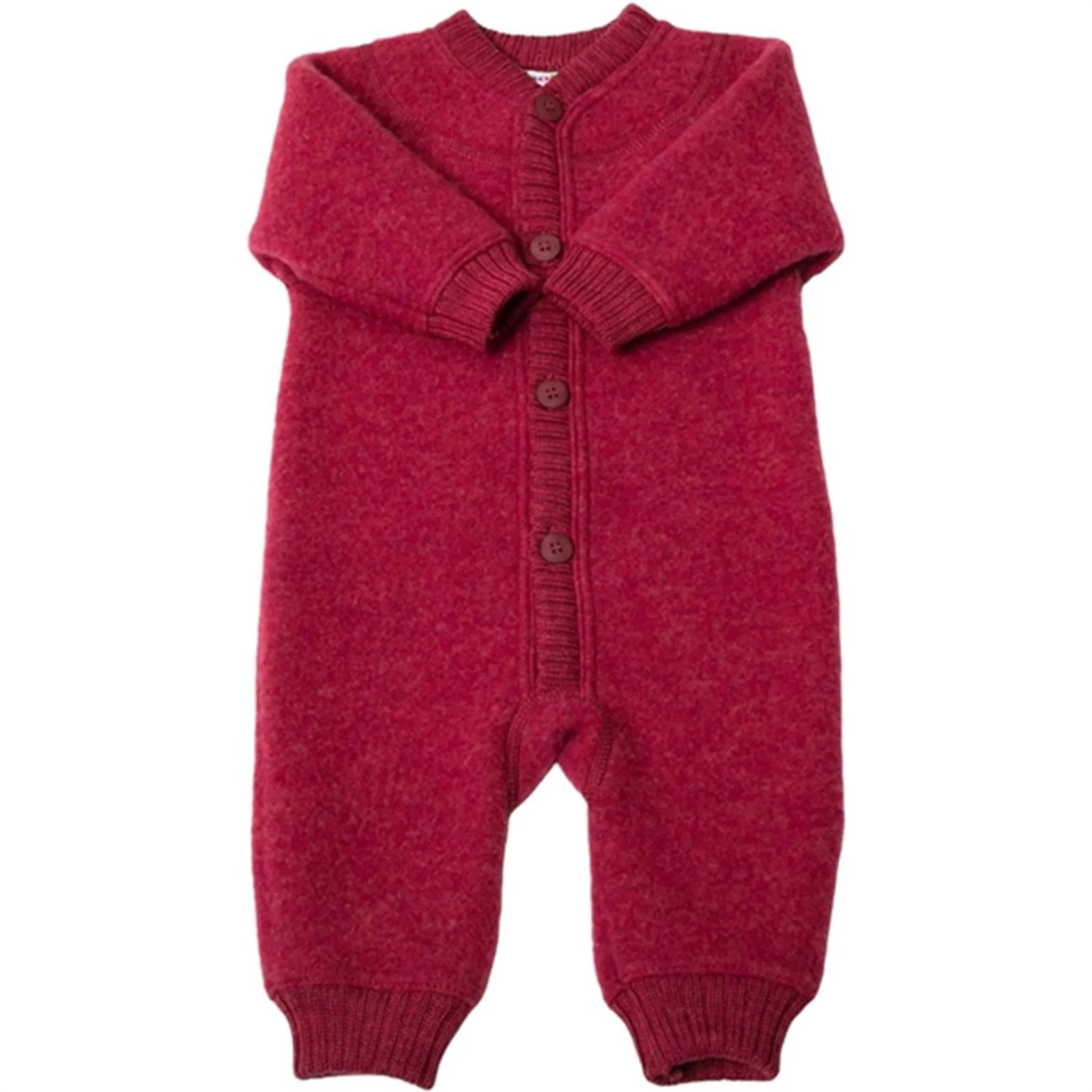 Joha Wool Fuchsia Melange Overalls Lace-Edge