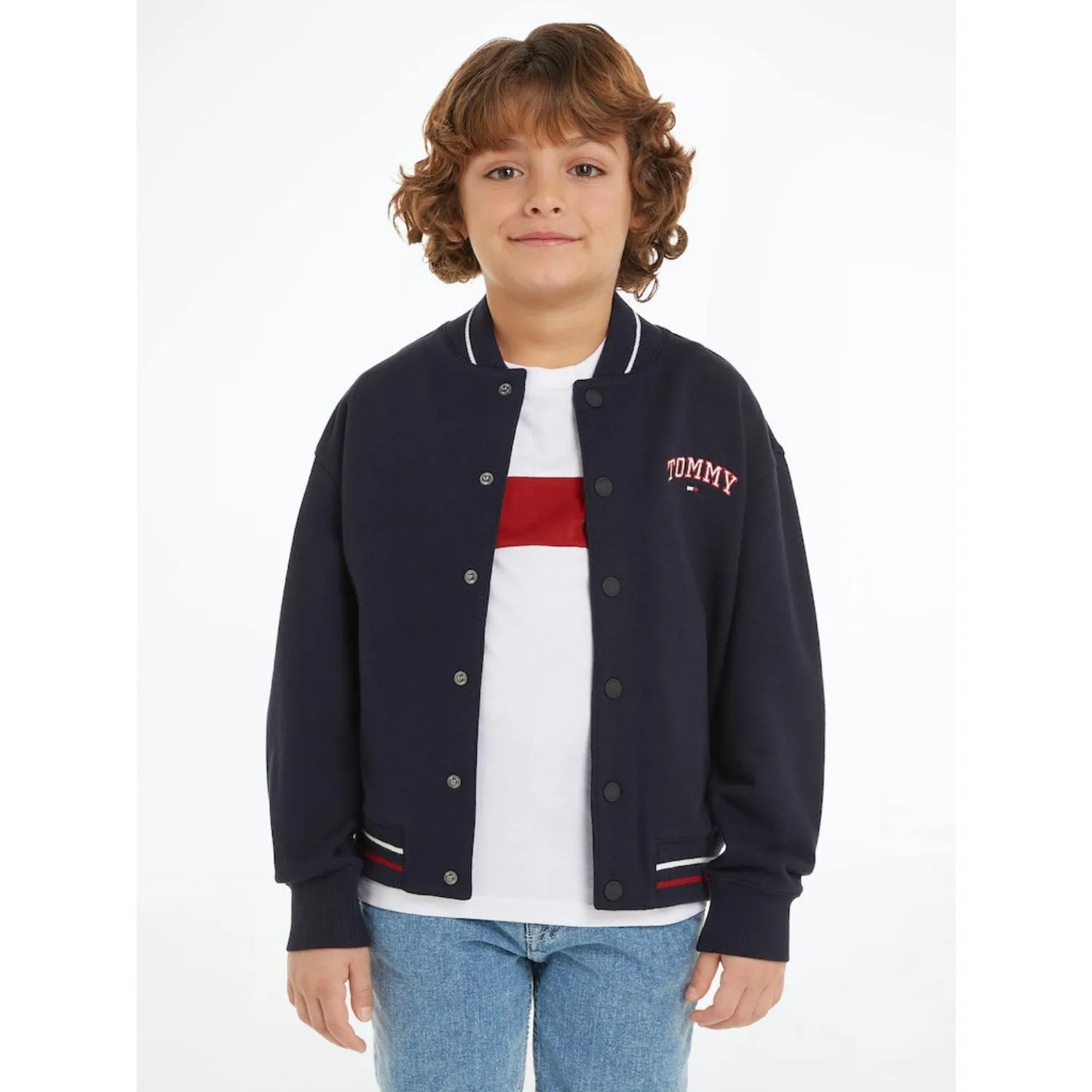 Tommy Hilfiger Desert Sky U Varsity Embroidery Bomber Jacket Transform Storm Protection