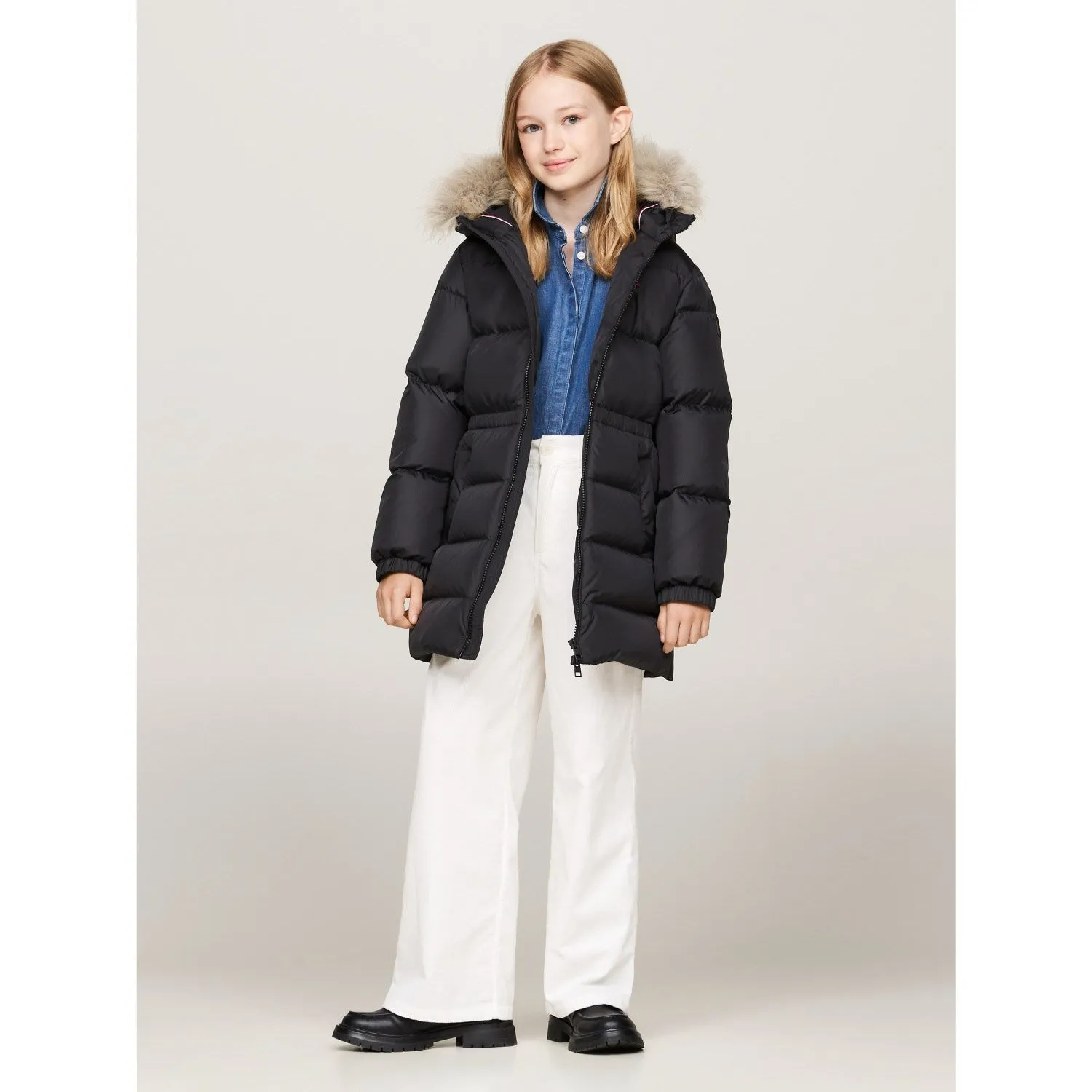 Comfy Layer Tommy Hilfiger Black Long Waisted Down Jacket