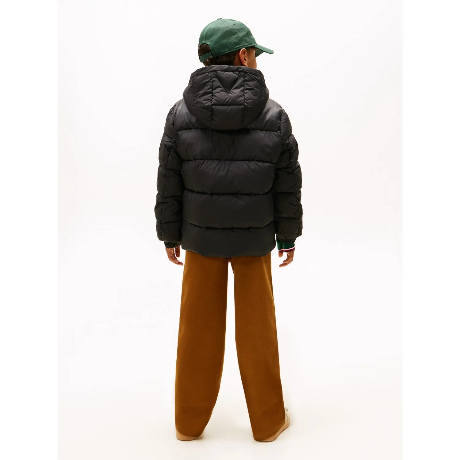 Tommy Hilfiger Black Matt And Shine Embossed Jacket Asymmetric-Hem