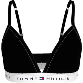 fitness enthusiasts Tommy Hilfiger Black Triangle Bra Fixed Foam