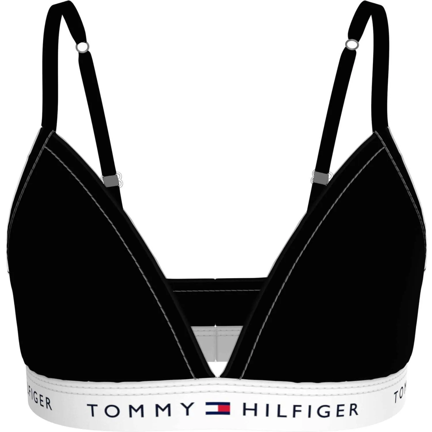 fitness enthusiasts Tommy Hilfiger Black Triangle Bra Fixed Foam