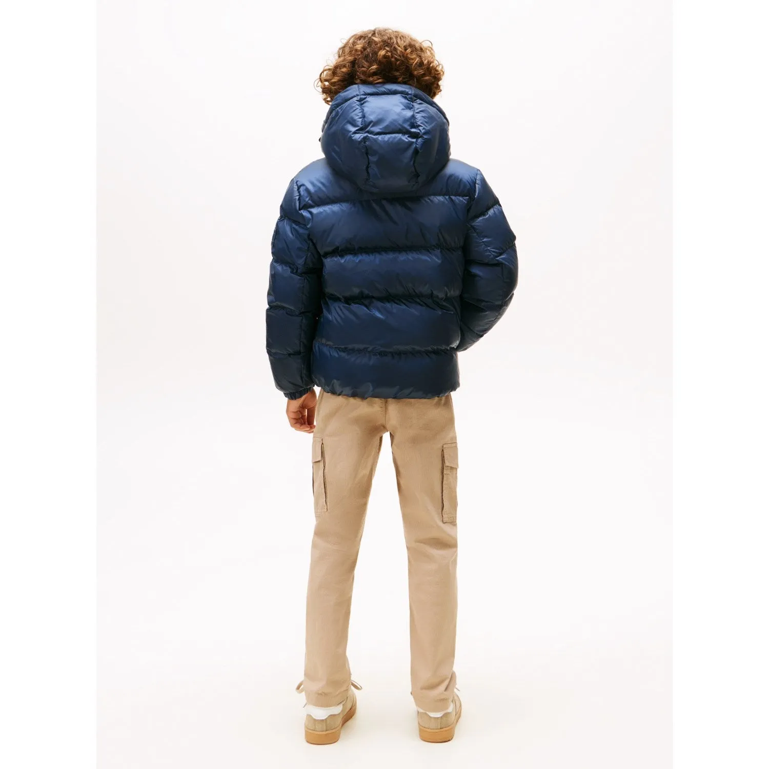 Striped-Pattern Tommy Hilfiger Dark Night Navy Essential Down Jacket
