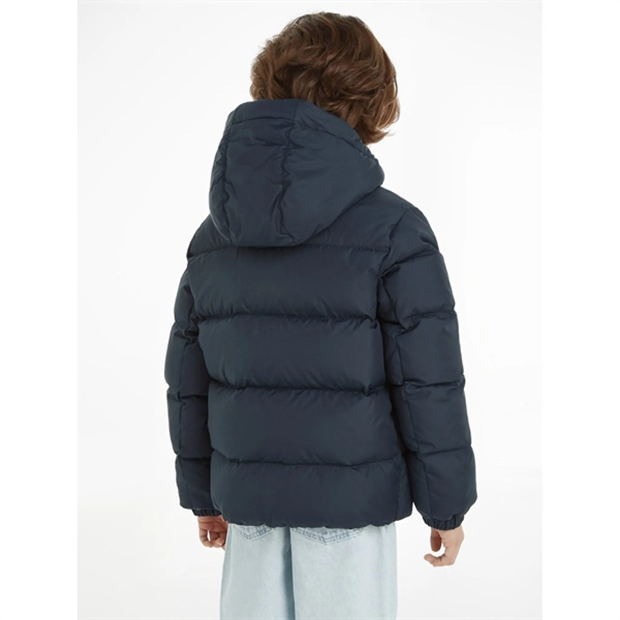 Tommy Hilfiger Essential Down Jacket Desert Sky Hidden-Pocket Flap-Detail