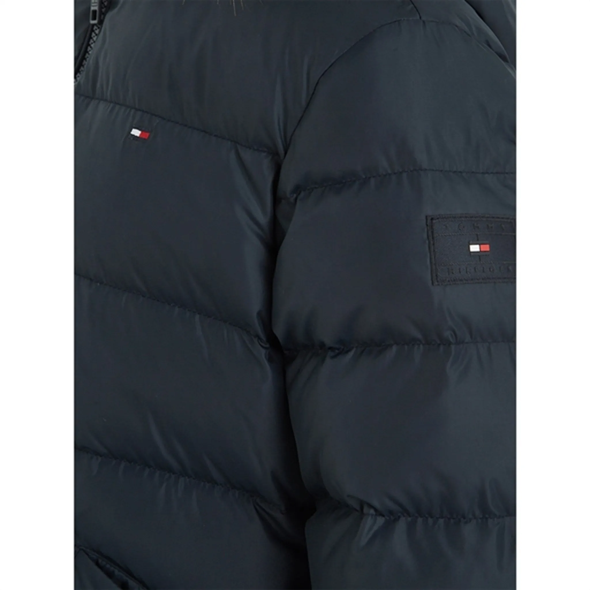 Tommy Hilfiger Essential Down Jacket with Hood Desert Sky Velvet-Sleeve Comfortable travel shirt