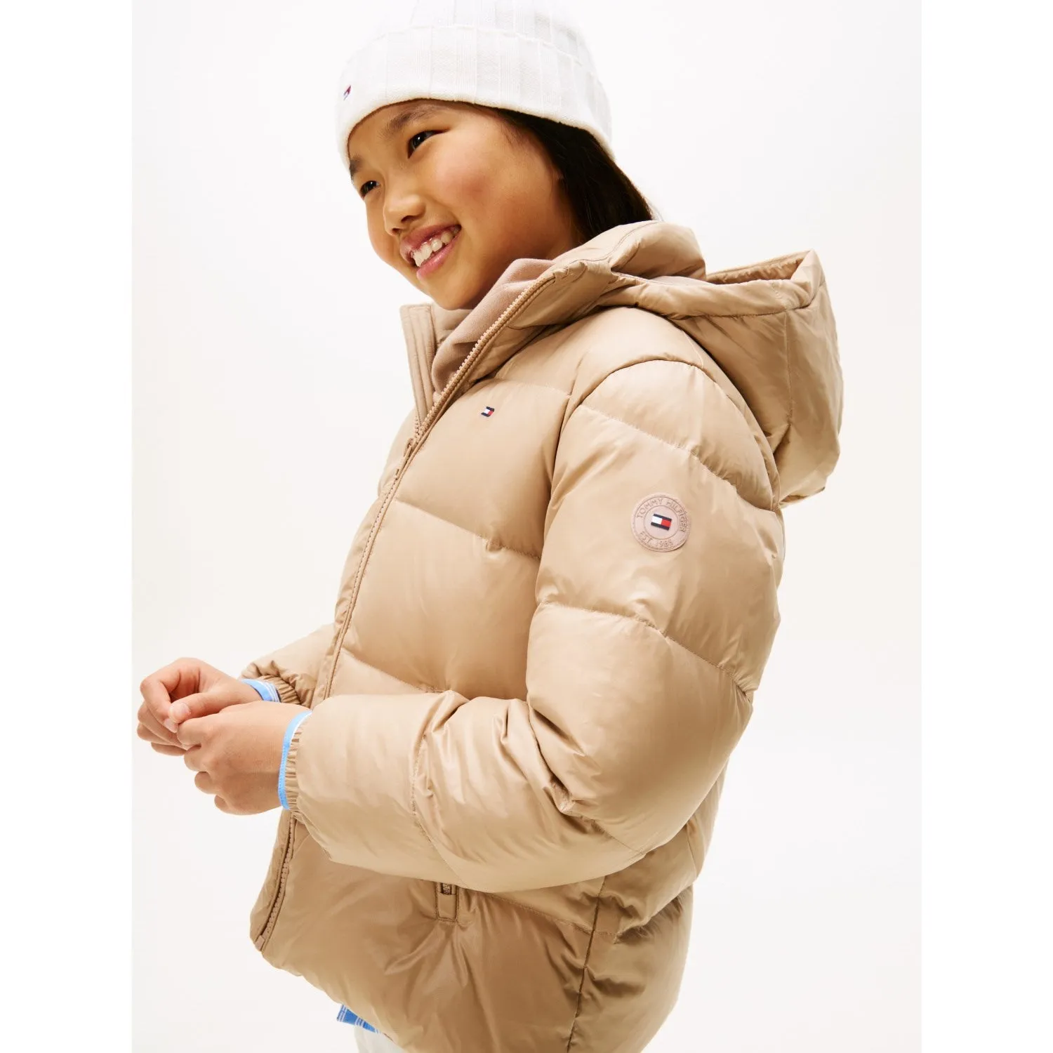 Beaded-Edge Water-Repellent-Finish Tommy Hilfiger Malted Milk Essential Down Jacket