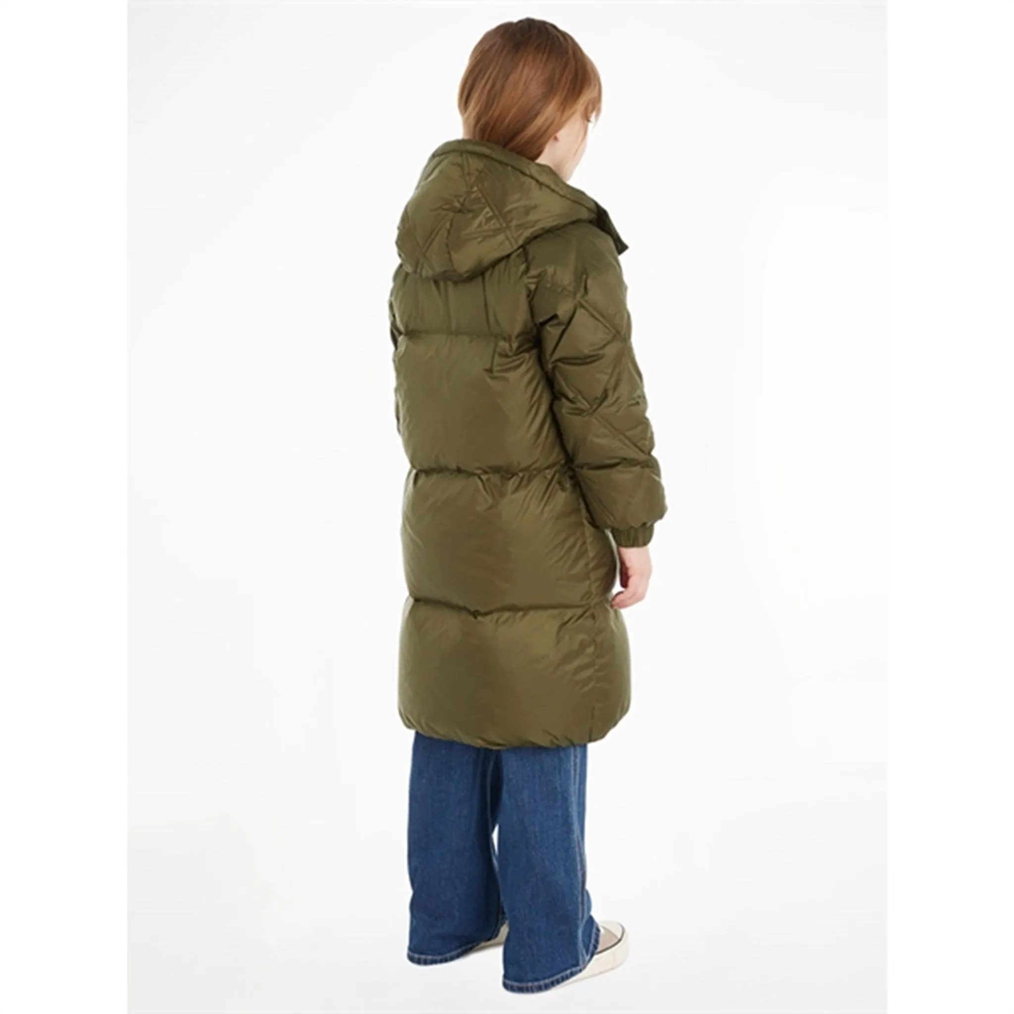 Tommy Hilfiger Mixed Quilted Long Down Jacket Olive Green Anniversary-Event